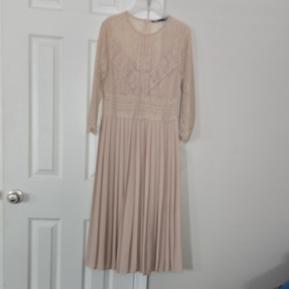 Zara Beige Long Sleeve Dress
